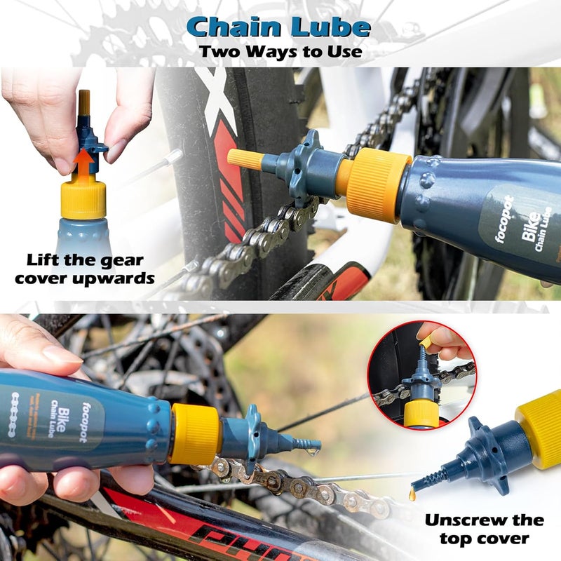 focopot Bike Cleaning Kit with Bicycle Cleaner(25 oz),Degreaser(10 oz),Oil Lubricant(2 oz),Cleaning Brush Tools,Bike Chain Cleaner Kit to Clean and Lube Mountain/Road/MT/EBike - Image 5